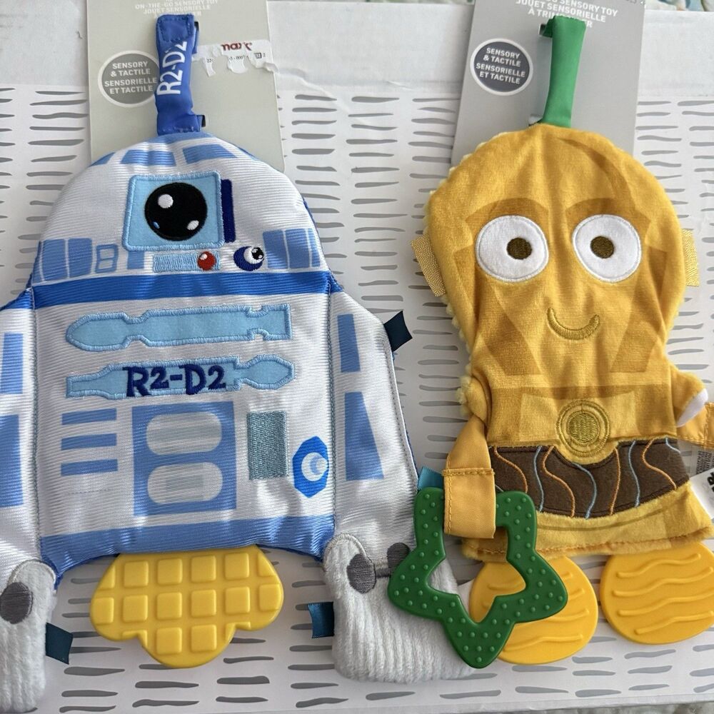 Star Wars C-3PO R2 D2 on the Go Sensory Toy Teether Crinkle Sounds Baby Infant